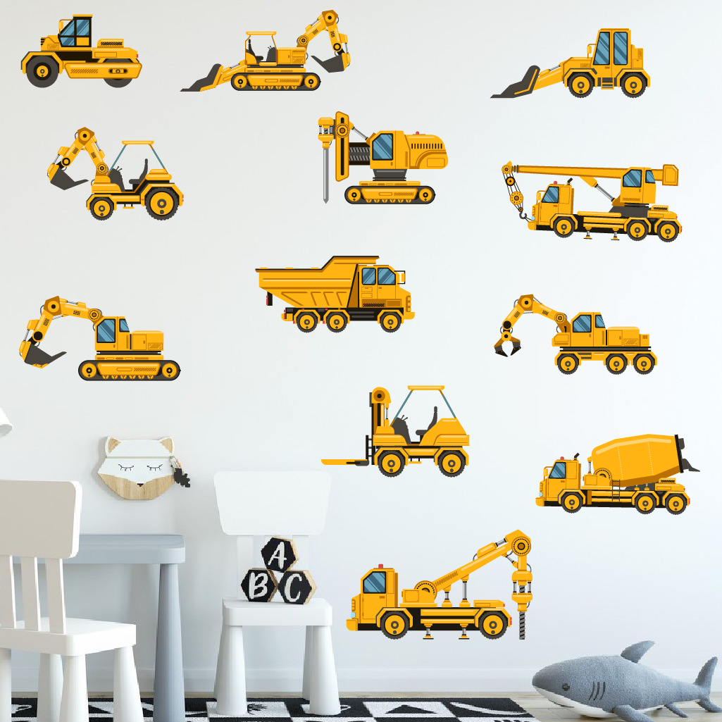 Kids Outdoor Digger - Мультяшный экскаватор, инженерный автомобиль, наклейка на