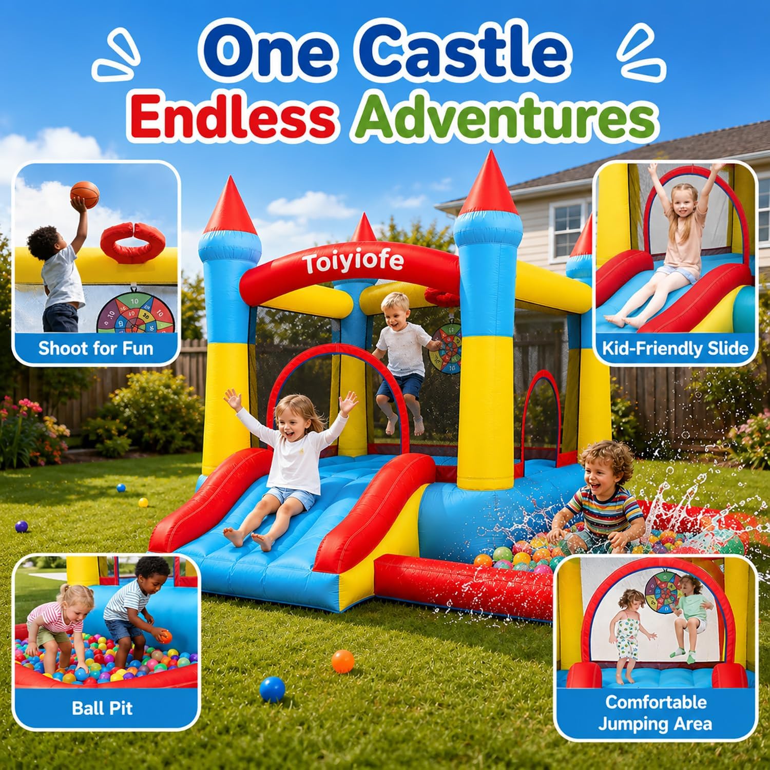 Надувной батут для детей 3-6 л – обзор и цена Kids Outdoor Jump House