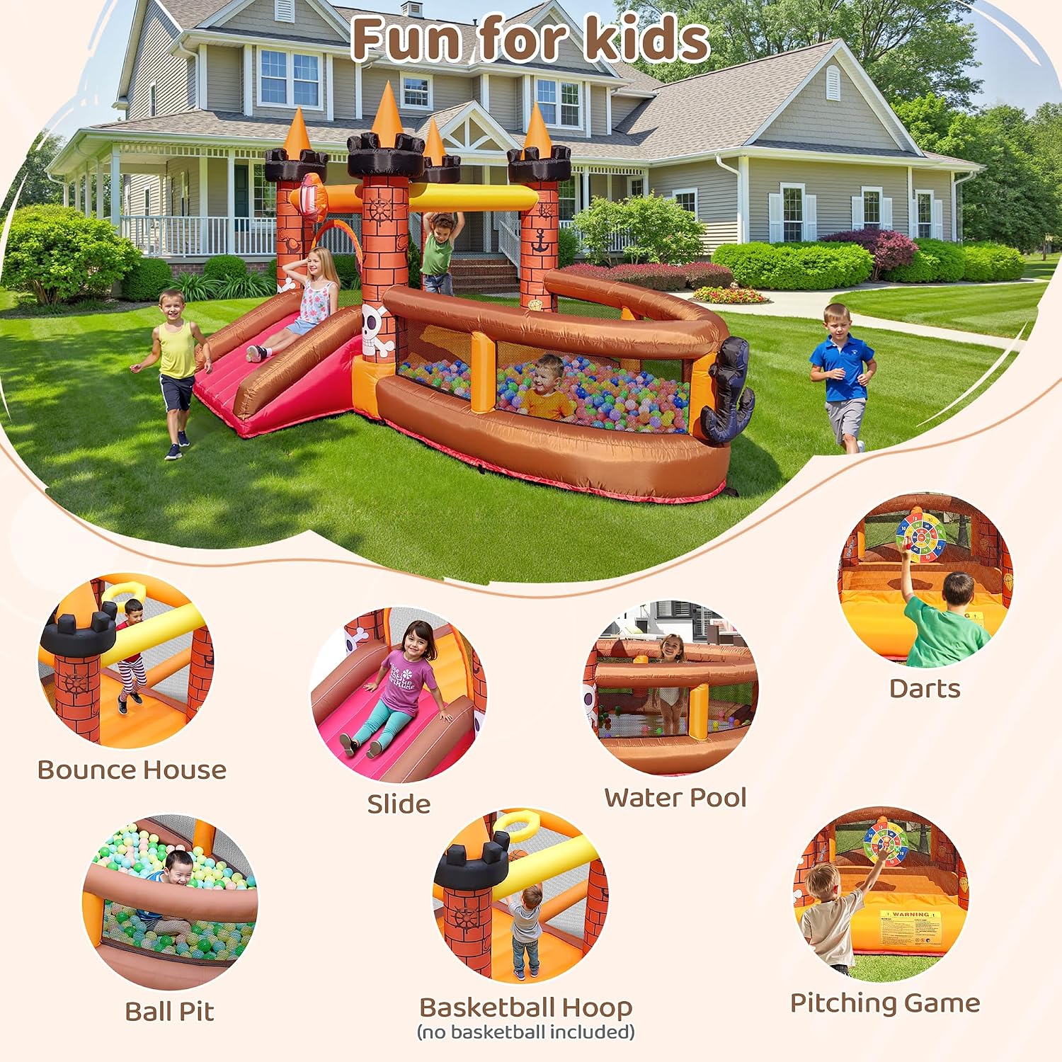 Надувной батут для детей 3-8 л – обзор и цена Kids Outdoor Jump House