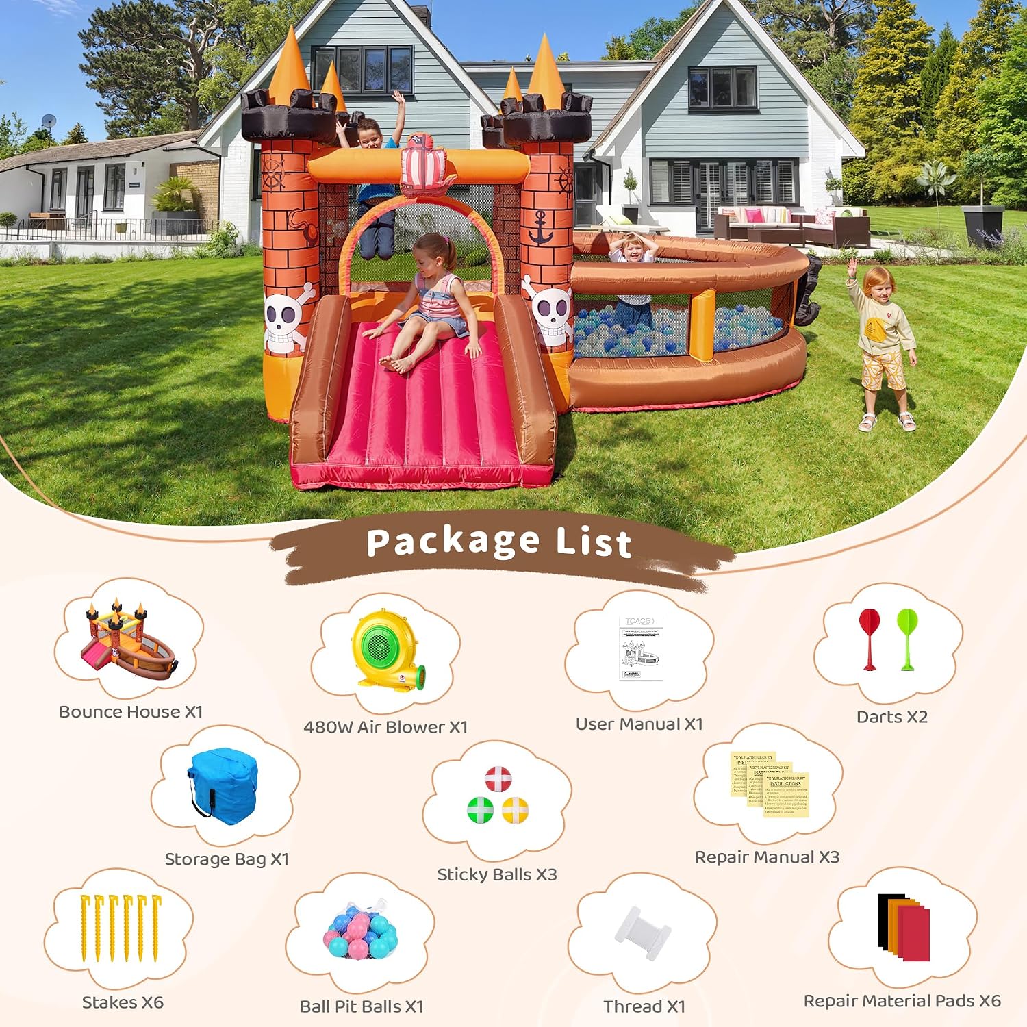 Надувной батут для детей 3-8 л – обзор и цена Kids Outdoor Jump House