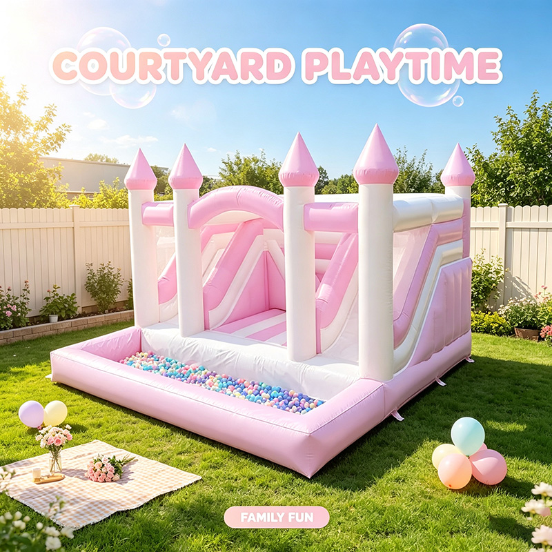 Надувной розовый замок-батут « – обзор и цена Kids Outdoor Jump House